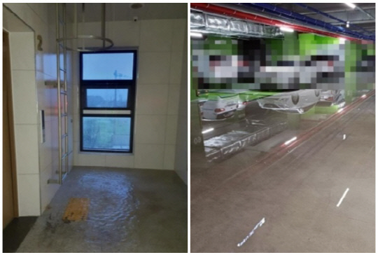 입주를 시작한지 5개월이 채 지나지 않은 전북 익산의 A아파트의 지하 주차장과 관리시설 등 주민 공용 공간 등지에서 심각한 누수 현상이 발생해 논란이 거세게 일고 있다. <연합뉴스, 독자 제공>